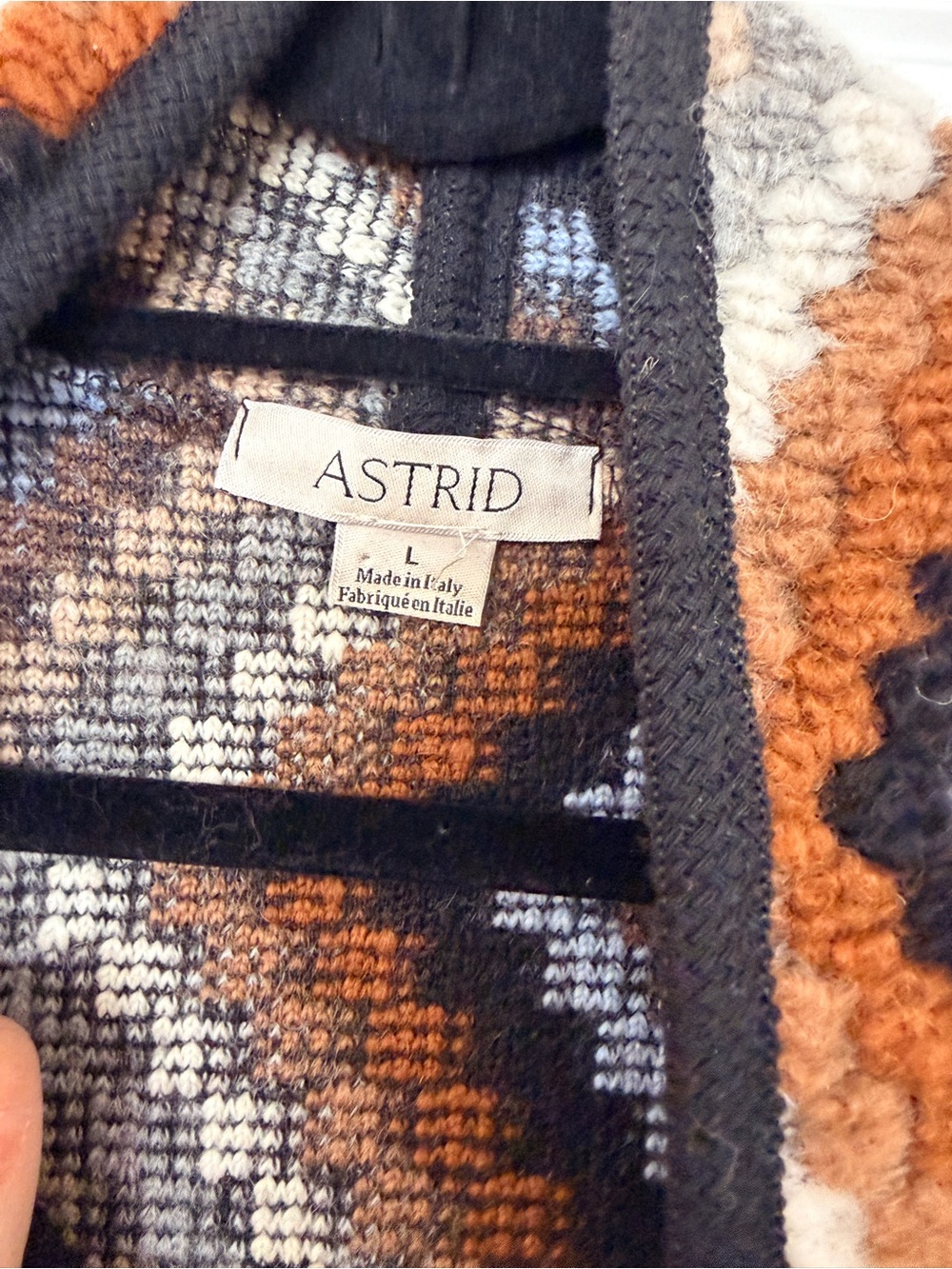 Astrid Patterned Zigzag Knit Duster Coatigan in Brown & Blue - Picture 7 of 7